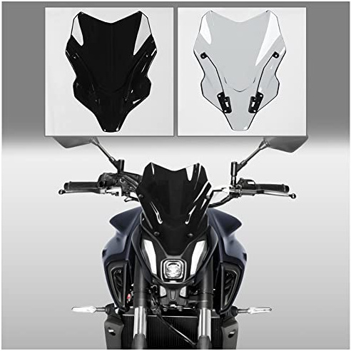 Pare-Brise de Moto Déflecteur Protecteur Avec Support Carénage Avant pour MT07 FZ07 MT FZ 07 MT-07 FZ-07 Accessoires 2021 2022 2023 (Fumée)