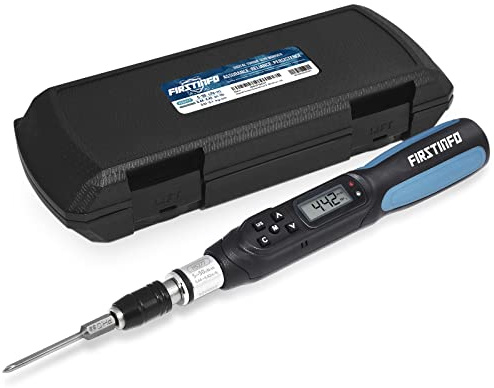FIRSTINFO H5277 Digital Torque Screwdriver 0.44-4.42 in-lb 1/4 Hex Electronic Torque Driver with LED Buzzer Alarm 9 Memory Preset Dual Direction