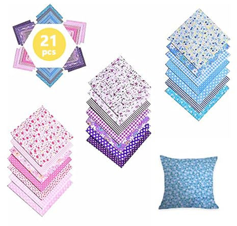 21 Stück Baumwollstoff Patchwork Stoffe, Muster DIY Gewebe Quadrate 25 CM Patchwork, 100% Baumwollstoff Baumwolltuch mit für das Nähen Handwerk vielfältigem Muster