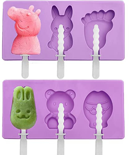 KEELYY Stampi per Ghiaccioli in Silicone, 2 Stampi per Gelato con 6 Bastoncini, Fai Da Te Forma Popsicle senza BPA per Bambini e Adulti
