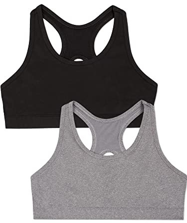 Fruit of the Loom Girl's Stay Dry Racerback Training Sports Bra Multi-Pack