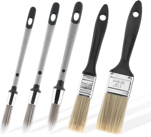 homfanseec Pinceles de pintura pequeños, 5 piezas de herramientas de pintura de retoque para paredes, herramienta de pintura de bordes, pincel redondo para esquinas de pared de casa, bordes de