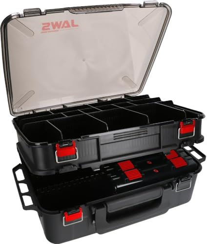 Mikado 2-Angel-Koffer-Box 47x34x19cm Gerätekasten Angelkasten Gerätekoffer Angelbox mit 5 Angelboxen