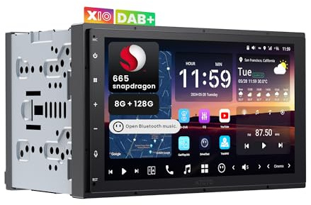 X10 7 QLED DAB+ Autoradio 2 Din Android, Avviso Golden Hour & Protezione Parcheggio, LiveView Re-moto, 8G+128G, Carplay Senza Fili & Android Auto, 4G LTE, Audio 7.1.2 CH, Ingresso HDMI, X10DG2B7E