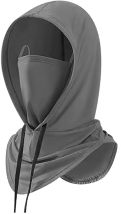 HugeDE Breathable UV Sun Protection Hood Summer Full Head Mask Cooling Balaclava Face Mask Long Neck Cover for Cycling Dark Gray