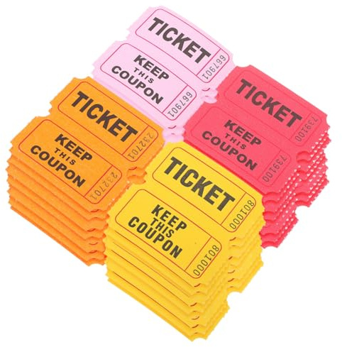 Alasum Ticket Tombola Numéroté 400 Pièces En Double Rouleau - Billets Multicolores Faciles À Détacher, Idéal Pour Kermesse, Mariage, Fête, Événement Scolaire Et Tirage Sort