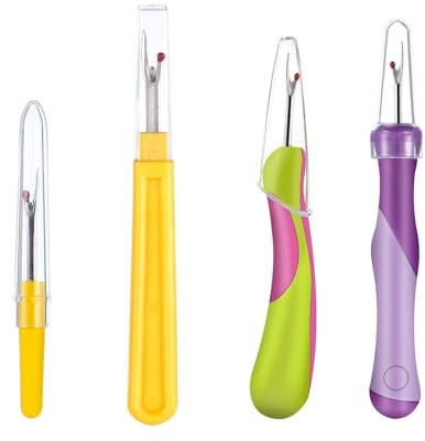 YFaith Descosedor de Costura, 4 Piezas Separadores Costura, Abridor de Costuras con Funda Protectora, Corta Costuras, Costura Accesorios, para Quitar Costuras, Botones, Etiquetas