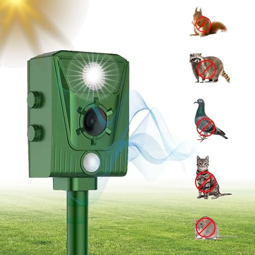 Neu Katzenschreck, Katzen-Abwehr, Ultraschall-Tauben, Ultraschall-Abwehr, Solarenergie, IP66, wasserdicht, mit Verstellbarer Frequenz, zum Vertreiben von Tieren, 5 Modi, verstellbar, Tiervertreiber