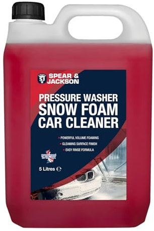 Spear & Jackson Snow Foam Car Cleaner, 5 Litres, High-Foaming Pressure Washer Concentrate, Cherry
