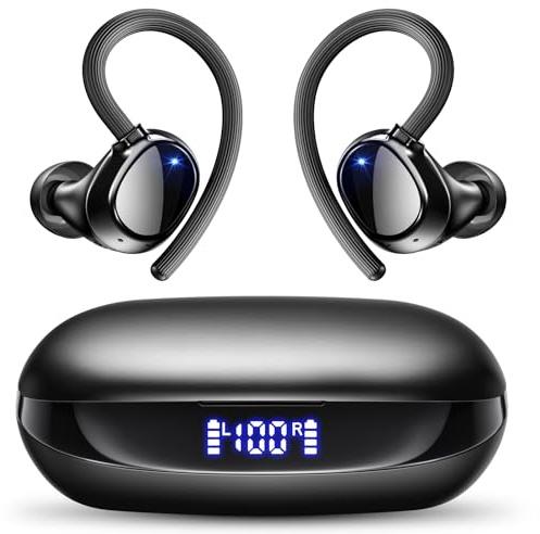 Bluetooth Kopfhörer Sport Kabellos In Ear: True Wireless Earbuds Bluetooth 5.4 mit 48.Std Spielzeit und LED Anzeige,Touch Control Kopfhörer IPX7 Wasserdicht mit Ohrbügel für Joggen/Reisen/Laufen