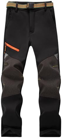 BWBIKE Pantalones de Invierno Cálidos a Prueba de Viento Forrados de Vellón, Pantalones Aislantes de Esquí de Caparazón Suave Repelentes al Agua con Cintura Expandible para Exteriores