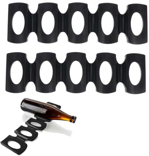 JYNXOR 2 Pezzi Porta Bottiglie da Frigo, portabottiglie, portabottiglie pieghevole, frigorifero con supporto per impilamento, Bottiglie da Frigo Universale Portabottiglie, tappetino in silicone (nero)