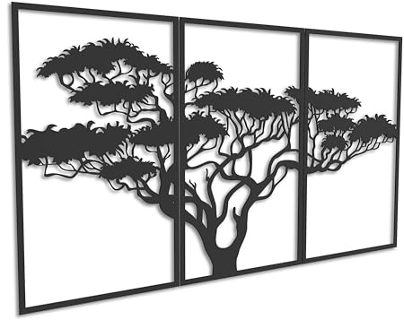 Kajaro - Set Quadri Moderni Soggiorno - Decorazioni Parete Set 3 Pezzi - Stampe da Parete - Decorazioni Camera da Letto - 1500x800 mm, Albero Bonsai 6 + Quadro Aggiuntivo