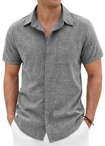 Voqeen Short Sleeve Shirts Men Casual Summer Shirt Textured Button-Down Hawaiian Shirts Summer Tops for Beach Vacation Cruise Wedding