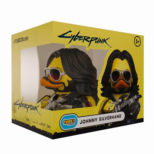 TUBBZ: Cyberpunk 2077 - Johnny Silverhand Rubber Duck Collectable Toy 9 cm | Official Cyberpunk 2077 Merch – Boxed Vinyl Figure, Samurai Rockerboy, Night City Fan Decor & Novelty Duck Gift