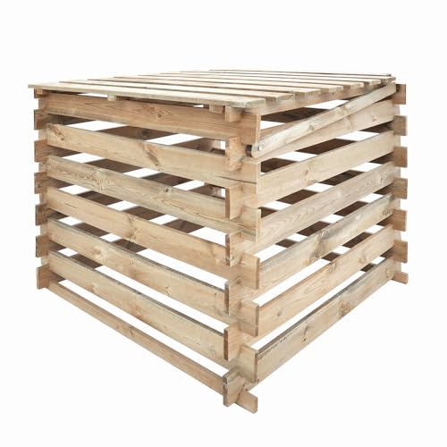 Composteur Bois avec Couvercle 80 x 80 cm, 510 L