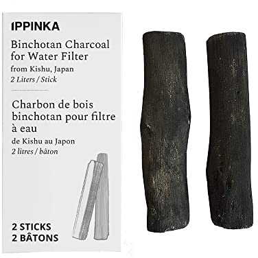 Binchotan Charcoal - Water Purifying Sticks for Great-Tasting Water from Kishu, Japan - Each Stick Filters up to 2 Liters of Water - 2 Sticks