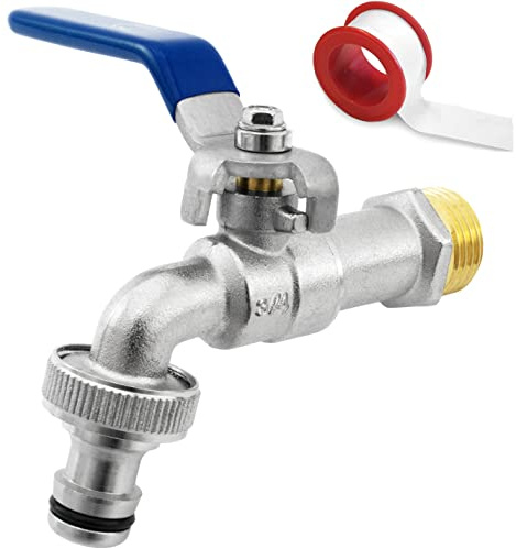 SHYNE 3/4'' Pouce (20/27) Robinet d'eau en Laiton de Qualité Supérieure, Résistant à la Rouille et au Gel + Raccord de Tuyau Gratuit + Ebook | Pour Jardin, Machine à Laver, Baril de Pluie (2 Pcs)