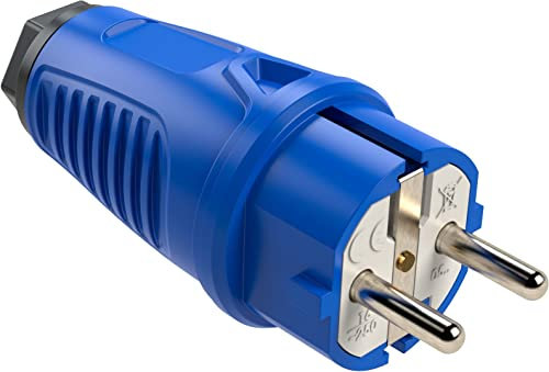 SIROX Gummistecker mit Polyamid-Einsatz, blau – robuster Schutzkontaktstecker, IP54, max. 16 A, 250 V, für Kabel bis 3 x 2,5 mm², Made in Germany