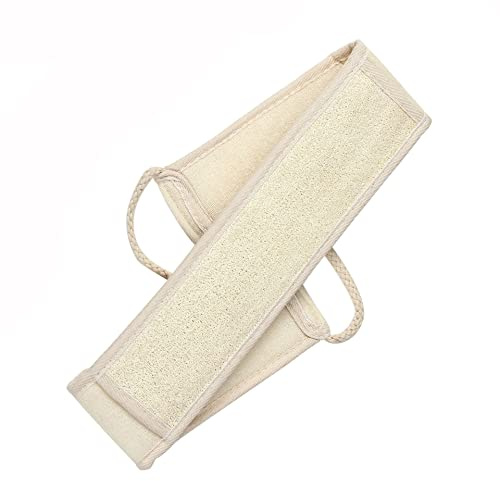 Exfoliating Loofah Back Scrubber for Shower, Natural Luffa Loofah Pad Bath Brush Body Bath Sponge, Double Side Scrubbing Strap Back Washer for Men & Women (Back Scrubber)