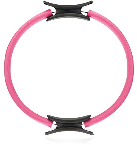 com-four® Pilatesring - Widerstandsring für Yoga und Pilatestraining - Fitnessgerät für Oberschenkel und Arme - Durchmesser 38 cm (01 Stück - schwarz/pink)