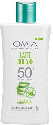 Omia, Latte Solare Protettivo SPF50+ Viso e Corpo con Aloe Vera del Salento, Protezione Solare Molto Alta, Per Pelli Molto Chiare e Sensibili al Sole, Dermatologicamente Testato, Flacone da 200 ml