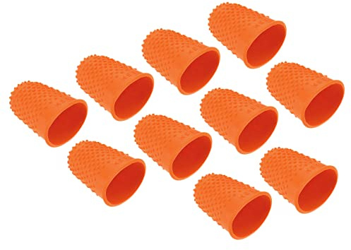 PATIKIL Fingerspetsar i gummi på 0,87 x 1,3 tum (0,87 x 1,3 tum) 20-pack silikonfingertoppsskydd skyddskuddar fingerborgsgrepp för kontorsräkning sömnad, orange XL-storlek