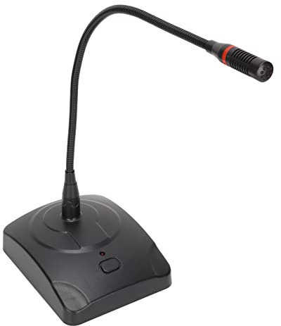 Microfono da Tavolo, Cavo da 6,35 Mm Microfono a Collo di Cigno in Metallo ABS con Luce per la Registrazione di Trasmissioni di Conferenze, Risposta in Frequenza 80Hz-1200Hz