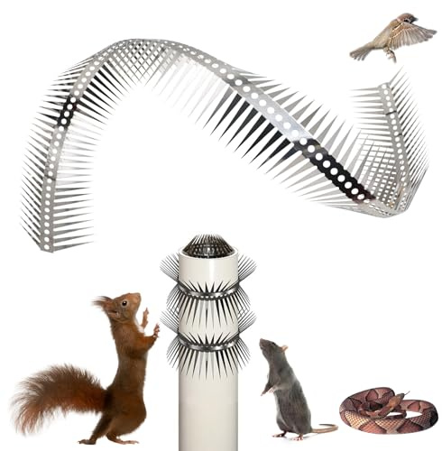 Jinkoozz 40 Inches Bird Spikes, Stainless Steel Fence Spikes, Cuttable and Bendable Spikes for Deterring Pigeons Small Birds Raccoons and Squirrels Crows Snakes