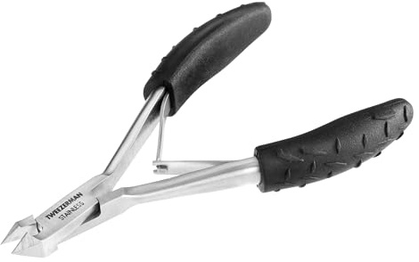 TWEEZERMAN Pince à cuticules (Large douille, Application facile, Coupe précise, Design ergonomique, Acier inoxydable), Argent