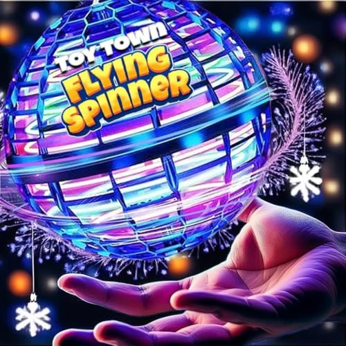 TOY TOWN 2024 Upgraded Flying Orb Ball (Blue) - Magic Hover Boomerang Spinner, Cosmic Globe with RGB Lights, Cool Gift for Kids, Teens, Adults - Indoor Outdoor Hand Drone Fidget Toy
