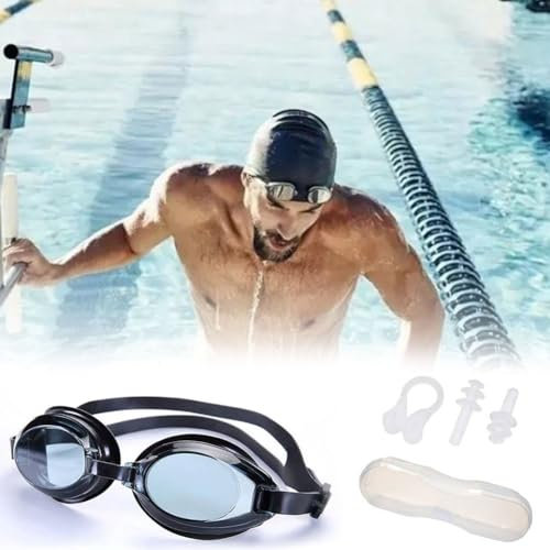 Comioke Lunettes de Natation pour Adultes, Anti-buée, Anti-fuite, Protection UV, Vision Nette, Facile à Régler pour Hommes et Femmes