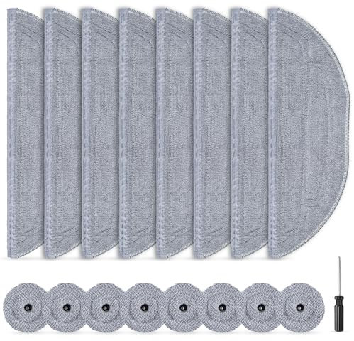 16 Stück Wischtücher für Roborock S8 Maxv Ultra Saugroboter, Mikrofaser VibraRise 3.0 Wischtuch Zubehör, 8 Wischmop und 8 Kantenwischmop mit 1 Schraubendreher