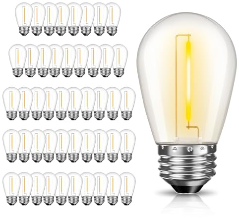 GvvooHome Confezione da 48 lampadine LED S14, infrangibili, per esterni, 1 W, 11 W, per sostituire lampadine a incandescenza, dimmerabili, attacco E26 normale a vite, 2200 K, bianco caldo
