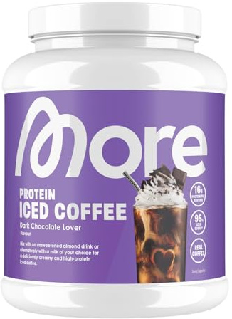 MORE Protein Iced Coffee, 500g, Dark Chocolate Lover, Eiskaffee mit wertvollen Proteinen, wenig Zucker und Fett - made in Germany