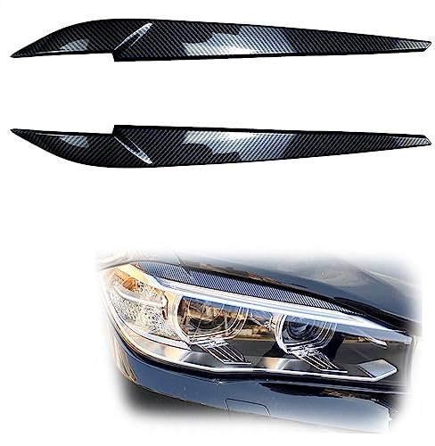 TGVSELPJ Scheinwerferblende 2 Stücke Glänzend Schwarz Scheinwerfer Augenbraue Augenlid Für BMW Für X5 Für F15 Für F85 M 2014 2015 Kunststoff Scheinwerfer Dekoration Schutz Zubehör(Carbon Look)