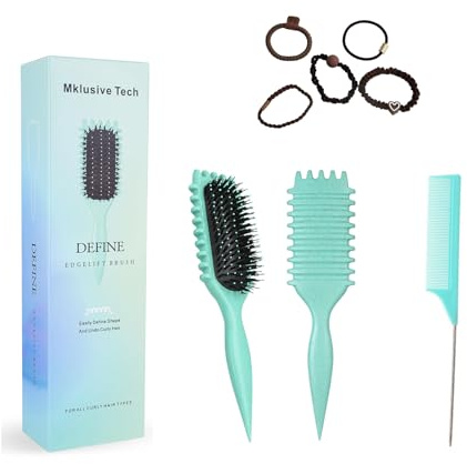 MklusiveTech Curling Brush By Candybrush Curly Hair Brush Designed Reduces Pulling and Curl Separation Curl Defining Brush Taking Care Of curly Hair Brush