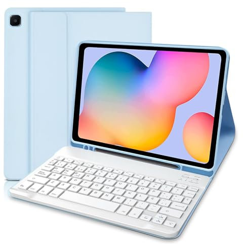 COEZFE Funda Teclado para Samsung Galaxy Tab S6 Lite 10.4 2024, Español Ñ Teclado para Samsung Tab S6 Lite 2024/2022/2020, Teclado para Galaxy Tab S6 Lite (SM-P620/P625/P613/P619/P615/P610), Azul