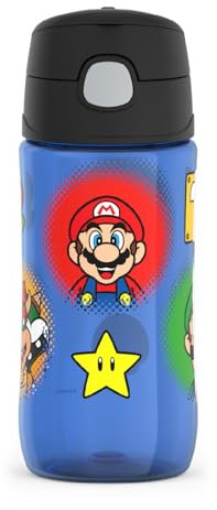 THERMOS FUNTAINER 16 Ounce Plastic Hydration Bottle with Spout, Mario