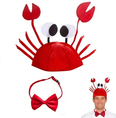 dinghaole 2 Pièces Chapeau Crabe, Crabe Chapeau d'Animal, Chapeaux de Fête, Chapeaux Drôles pour Enfants Adultes, Bonnet Crabe pour Carnaval Halloween Cosplay Costume Accessoires