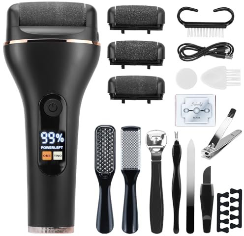 Rimuovi Calli Elettrico Nero Set Pedicure Cura Piedi, Impermeabile Ipx7 Display Led 2 Velocità Con Accessori Regalo Per Donne