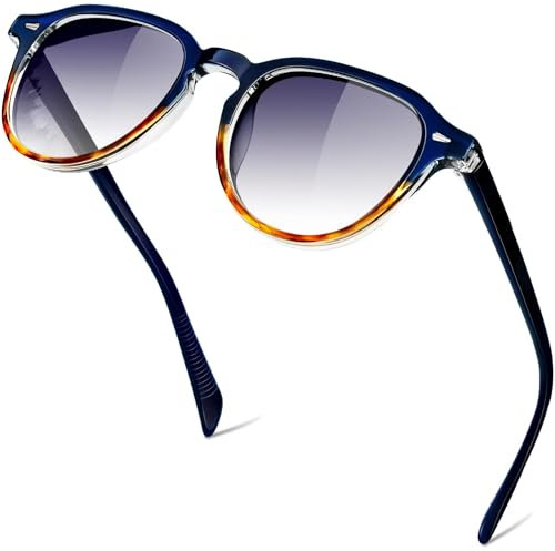 KANASTAL Gafas de Sol Negras Degradadas Redondas Mujer y Hombre Estampadas Polarizadas Pequeñas Retro Vintage Clasicas Protección UV400 Conducir Pesca - Degradado Grises