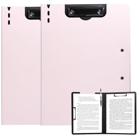 FRETONBA Klemmbrett a4, Schreibmappe 2er Pack Klemmbrett mit deckel, Klemmbrettmappe mit 2 Klemmen, Schreibbrett für Büro/Baustelle/Schule Clipboard Folder, Rosa