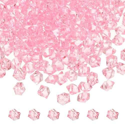 M METERXITY Paquete de 600 piedras de hielo falsas, 11 x 14 mm, gemas acrílicas de hielo triturado para rellenar jarrones, peceras, manualidades de bricolaje [rosa]