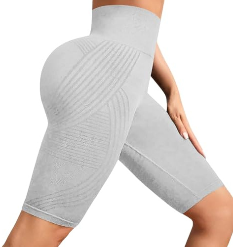 Leggings Short 3D Anti Cellulite Femme, Compression Sport Yoga Fitness Taille Haute sans Couture Leggings Court Sculptant Push-Up Opaque Pantalon Sport Course à Pied Fitness Vélo