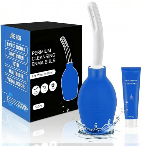 PropoDusche Anal Douche Enema Kit -310ml Enema Bulb with Lube Anal Douches for Men and Women, Enemas at Home for Constipation, Vaginal Douche Ideal for Daily Care & Travel(Blue)