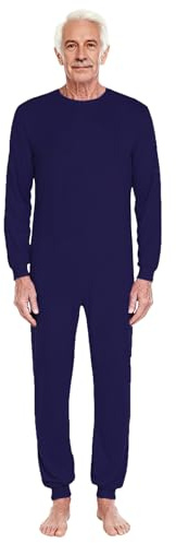 RUNQHUI Grenouillère Alzheimer Homme Femme Manches Longues Combinaison Pyjama de Soin Personne Agée Incontinence Patient Anti-Décalçage À Fermeture Éclair À L'Arrière