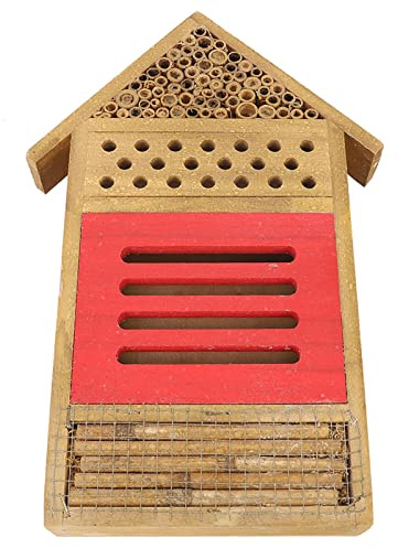 Annadue Casa de Abejas para Insectos de Madera, Refugio de Hotel para Insectos, Caja Nido para Decoración de Jardín para Polinizadores, Refugio de Madera Al Aire Libre para Mariquitas y Mariposas