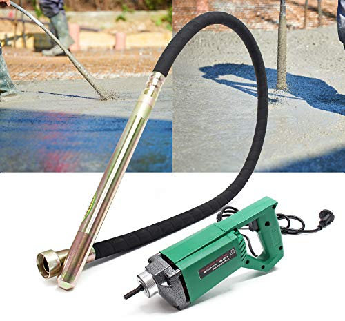 WilTec Vibrador hormigón eléctrico 800W & 200cm Aguja Vibrante con Eje Flexible Obra Compactar hormigón