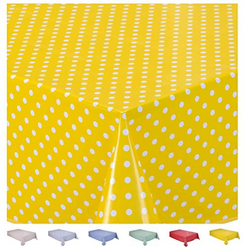 Home Direct Wachstuch Tischdecke Abwaschbar Eckig 140 x 180 cm Kleine Tupfen Gelb